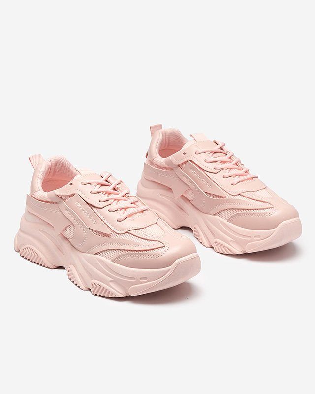 Pink women's sports shoes on a massive Okis sole - Footwear