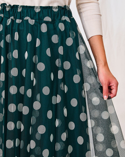 Royalfashion Dark green women's double-layered pea midi skirt