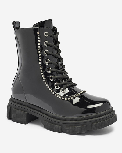Black women's lacquered bagger boots Dexoci - Footwear