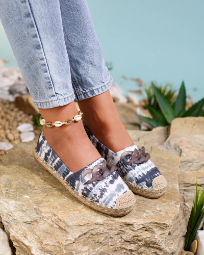 Royalfashion Melnas sieviešu espadrilles ar apdruku Serffio