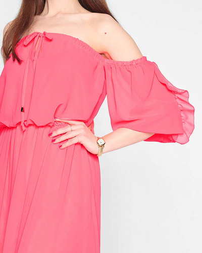 Women's pink neon maxi Spanish maxi dress - Clothing