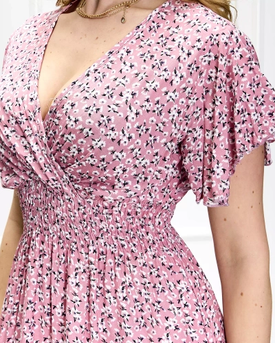Women's floral pink midi dress - Clothing