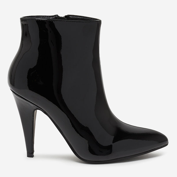 OUTLET Black lacquered boots on a high heel Macalli- Footwear