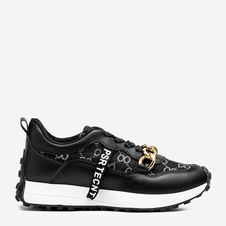 Black women's sneakers with print Philly- Footwear