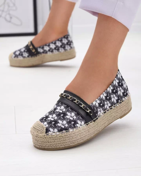Melnas ziedu espadrilles Azzaxi- Footwear