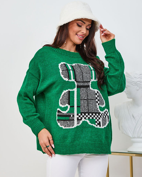 Royalfashion Dark green women's teddy sweater