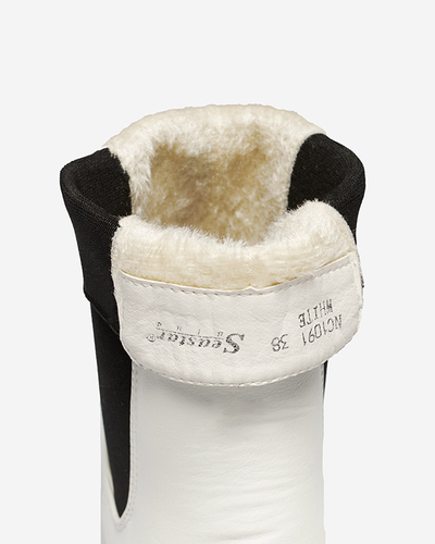 White high boots for women with a square toe Ludiz- Footwear