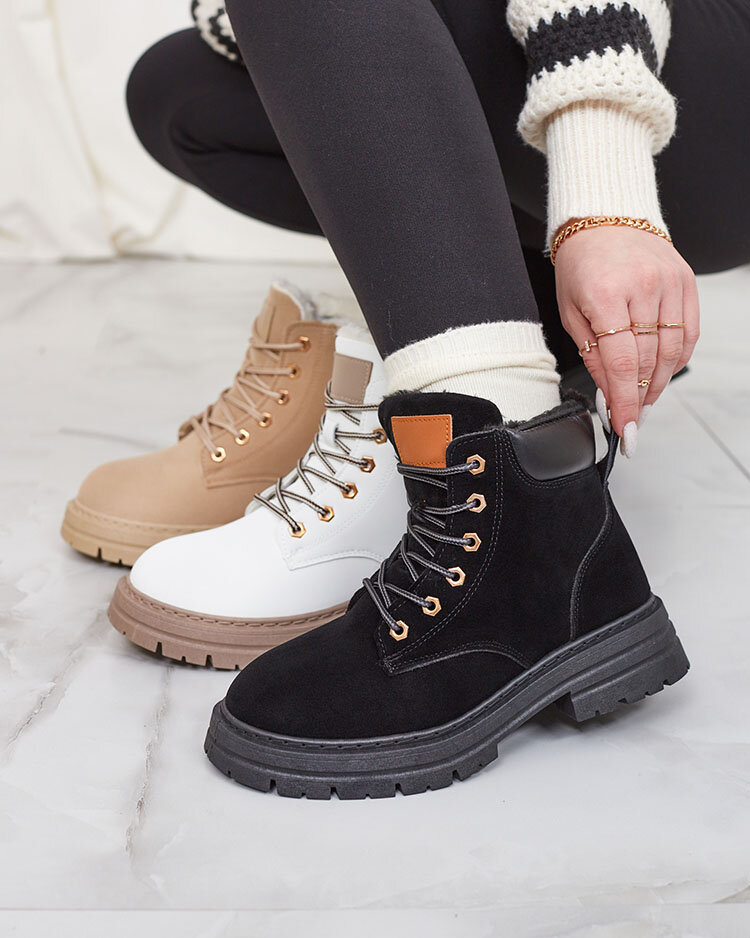 Royalfashion Melni sieviešu siltinātie traperu zābaki Radoras