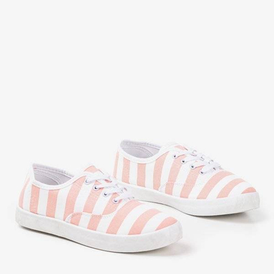 Pink women's striped sneakers Anchor - Footwear 1