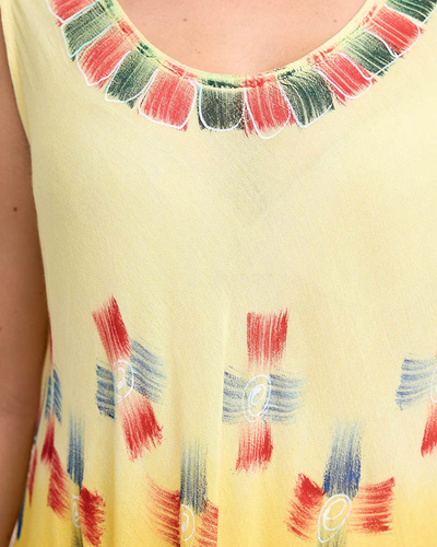 Женская желтая пляжная накидка - платье в цветочек - Одежда