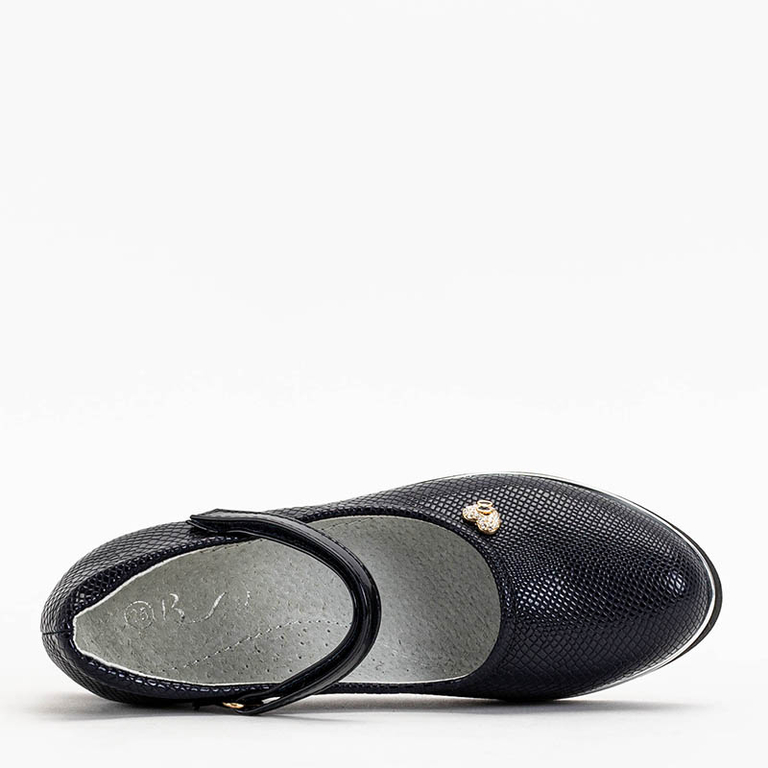 Navy blue girls' ballerinas with Doubi strap -