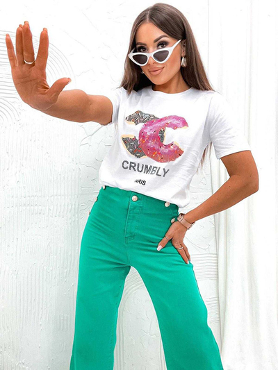 Royalfashion Women's t-shirt with print and zircons