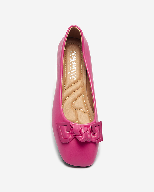 Женские розовые балеринки с украшением на носу Caxien- Footwear