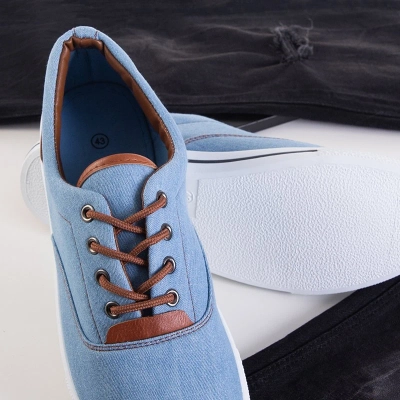 OUTLET Gromad blue denim sneakers for men - Footwear