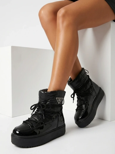 Royalfashion Bērnu slip-on apavi a'la sniega zābaki melnā krāsā Asifa