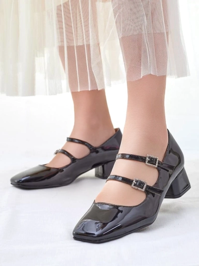 Royalfashion spīdīgi sieviešu kurpju zābaki ar siksnām Vible