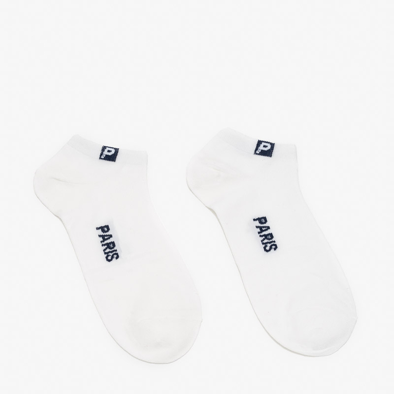 Vīriešu baltas kokvilnas īsās zeķes ar melniem uzrakstiem - Apakšveļa