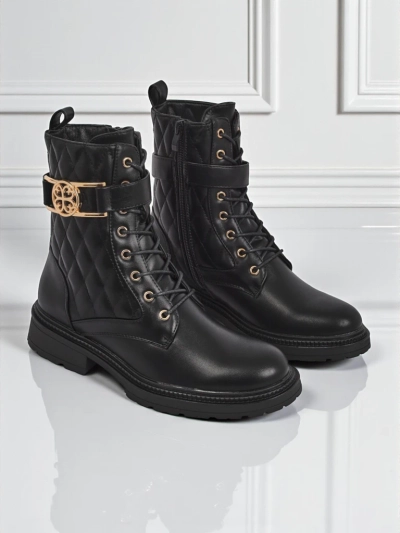 Sable Rose Quilted Faux Leather Ankle Boots
