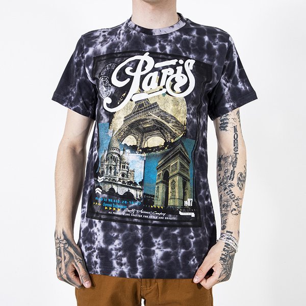 Melns kokvilnas t-krekls vīriešiem ar apdruku - Apģērbs