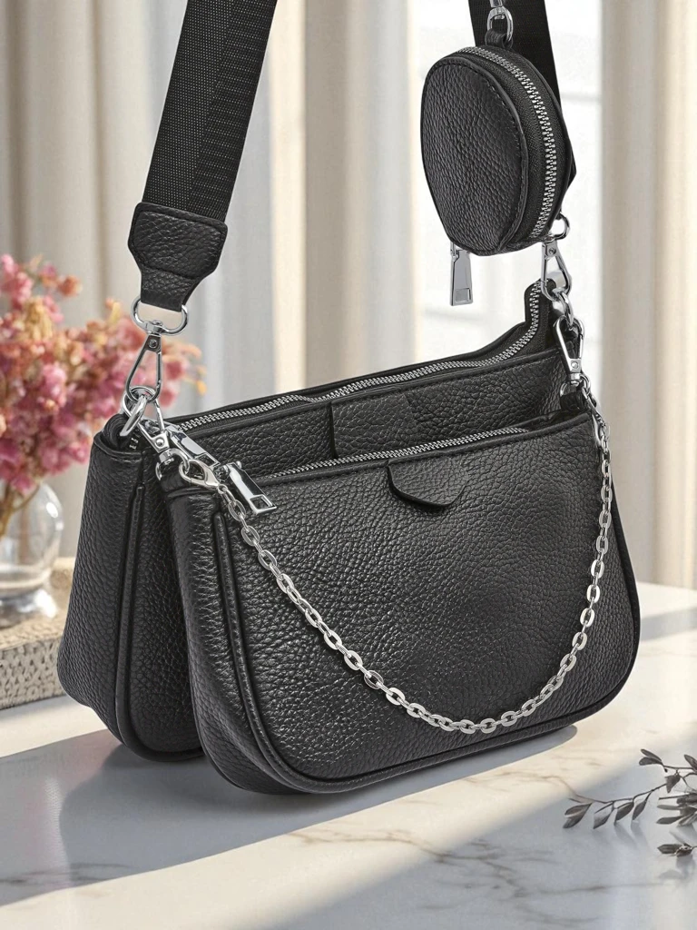 Damska torebka wielofunkcyjna Scylla w kolorze czarnym ze skóry ekologicznej