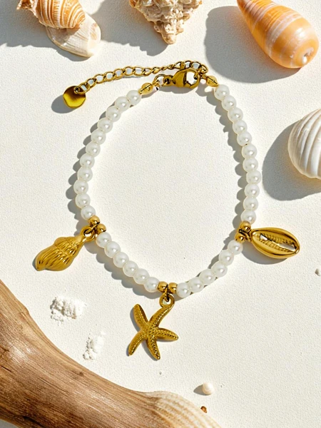 Bracciale Poseidon Mare Stella con Motivi Marini e perline