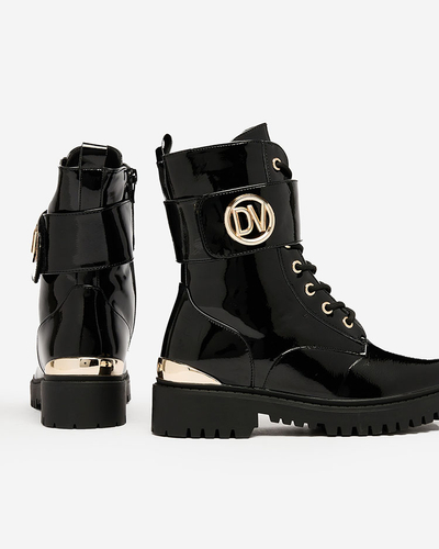 Royalfashion Women's lacquered bagger boots in black Simbeba
