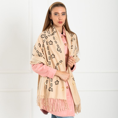 Cream women's scarf with golden accessories - Accessories