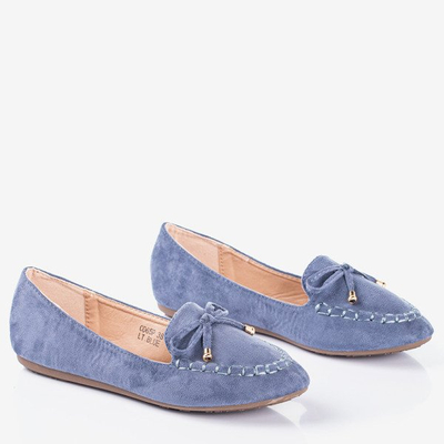 Blue loafers with a bow Petronella - Footwear 1