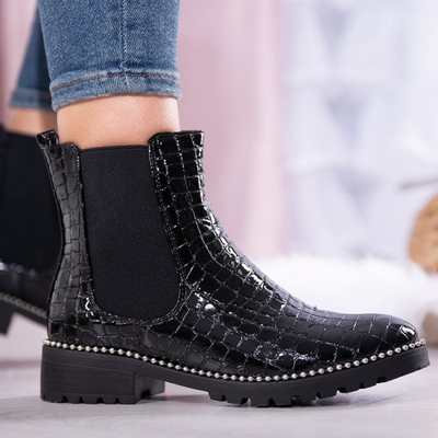 Lakierowane botki ze zwierzęcym tłoczeniem Panya - Obuwie