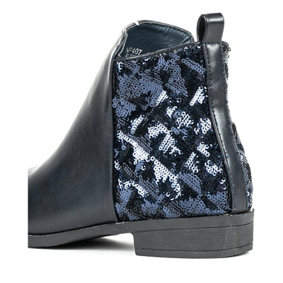 Granatowe botki z cekinami Pajetka - Obuwie