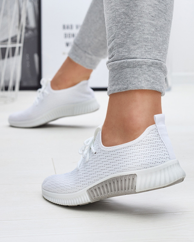 White women's fabric sports shoes Vobbu- Footwear