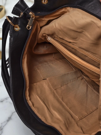 Torba damska Atena Nero – elegancka czarna torebka ze skóry ekologicznej