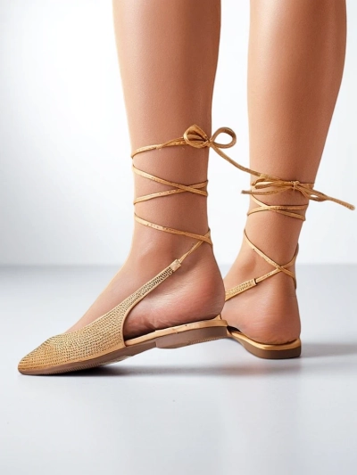 Royalfashion Sieviešu baleta kurpes ar rhinestones bez papēžiem Daggas