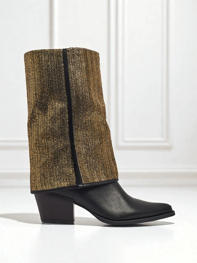 Женские ботильоны из экокожи на каблуке-столбике с декоративным верхом Virelia