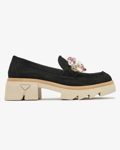 Women's black openwork moccasins Peloga- Footwear