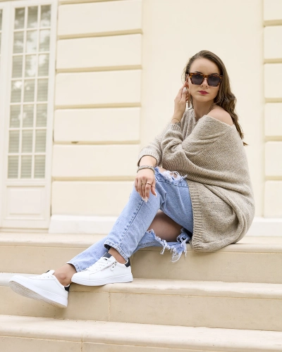 Royalfashion Gray-beige women's long oversize sweater