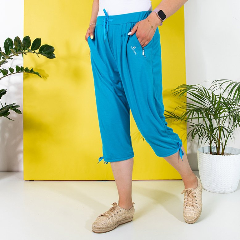 Sieviešu tirkīza 3/4 PLUS SIZE šorti - Apģērbs