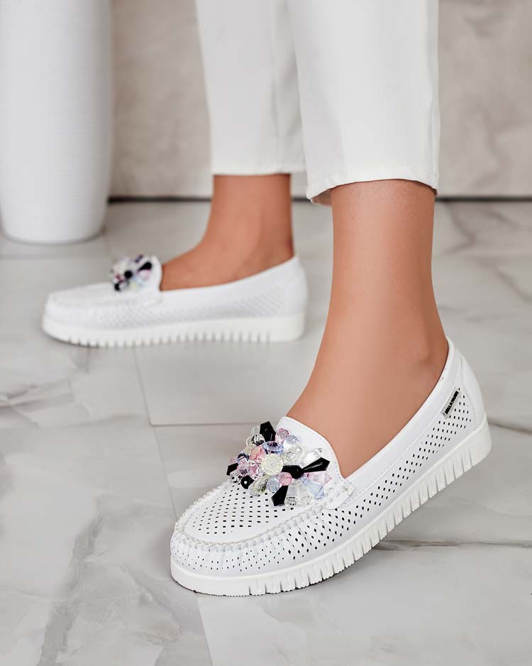 Royalfashion Sieviešu ažūra mokasīni ar pērlītēm Nasfali