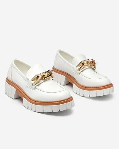 White women's shoes with a golden addition Plirose - Footwear