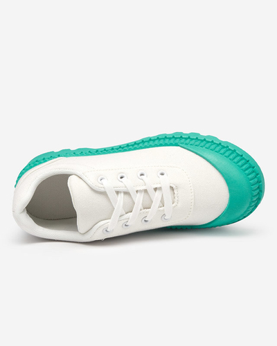 Women's sneakers in white with a green sole Comp - Footwear