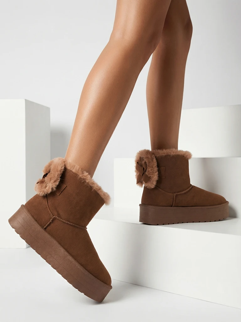 Royalfashion Женские сапоги a'la snow boots в коричневом цвете Goroggo