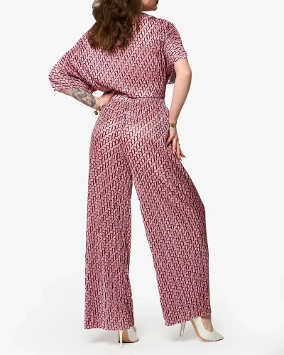 Dark pink women's patterned pleated set - Clothing