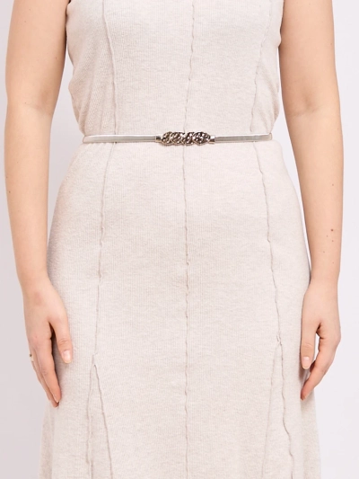 Women's silver belt with Letitia decoration - elegance in a metallic style