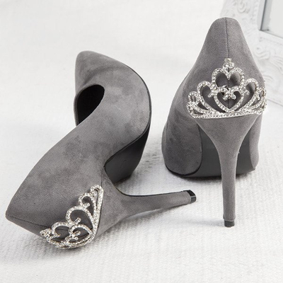 Gray heels with Devya decoration - Footwear