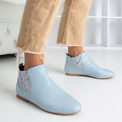 Light blue women's leather Chelsea boots Heidi - Footwear