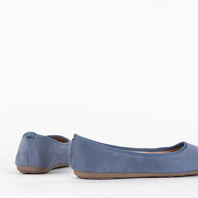 Dark blue women's eco-suede ballerinas Tizika - Footwear