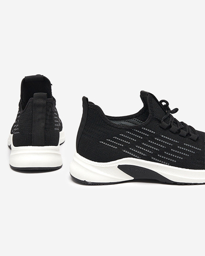 Men's black lace-up sports shoes by Nertic - footwear