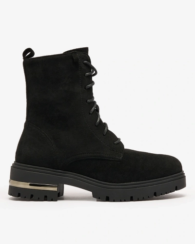 Royalfashion Black eco suede women's bagger boots with chain Azoldi