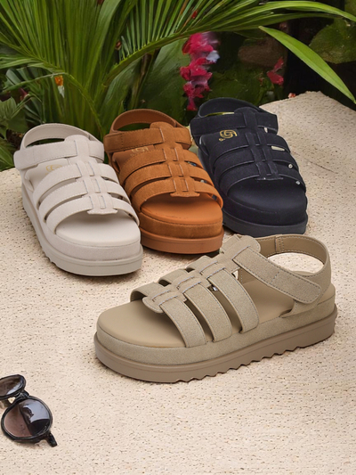 Ženski sandali Heraclea Royalfashion na platformi črni iz eko usnja