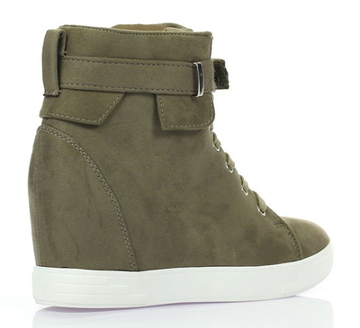 Zielone sneakersy na koturnie Jolie- Obuwie